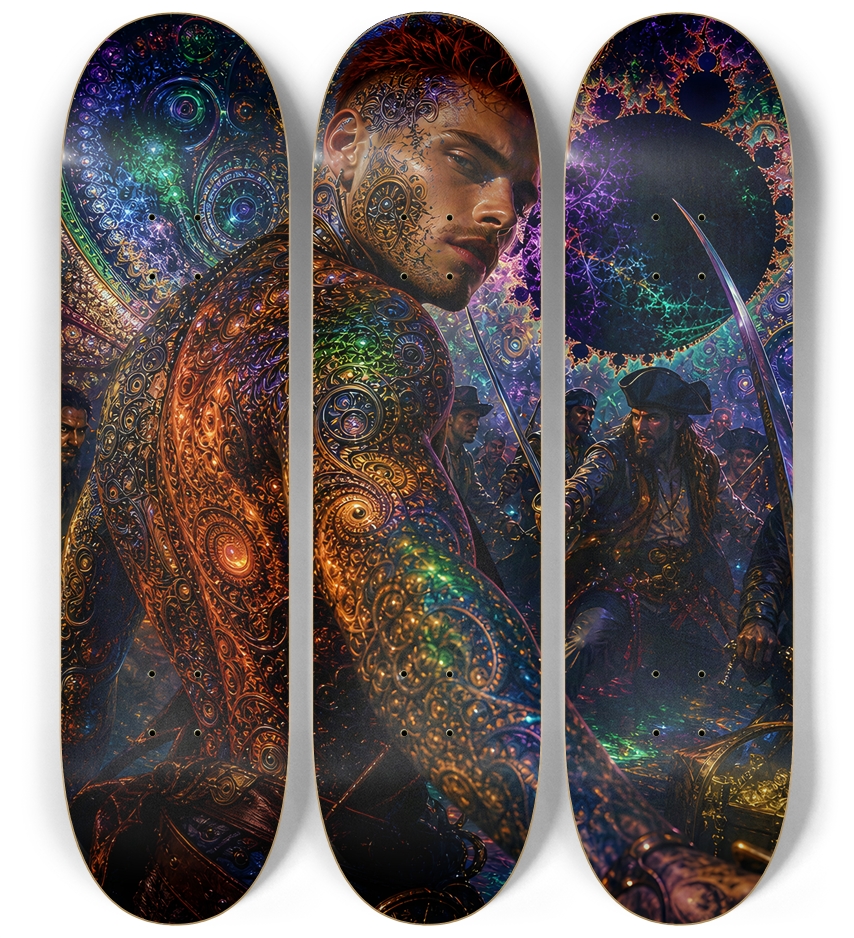 Psychedelic Redhead Fractal Pirate #25 3 Deck Wall Series