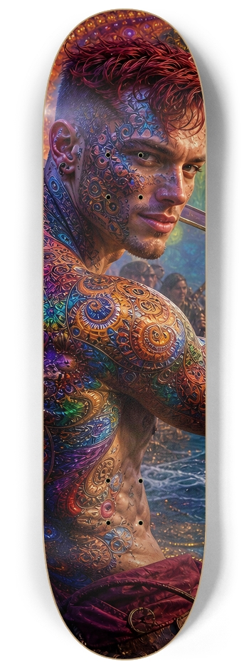 Psychedelic Redhead Fractal Pirate #11 #2 8-1/4 Skateboard Deck