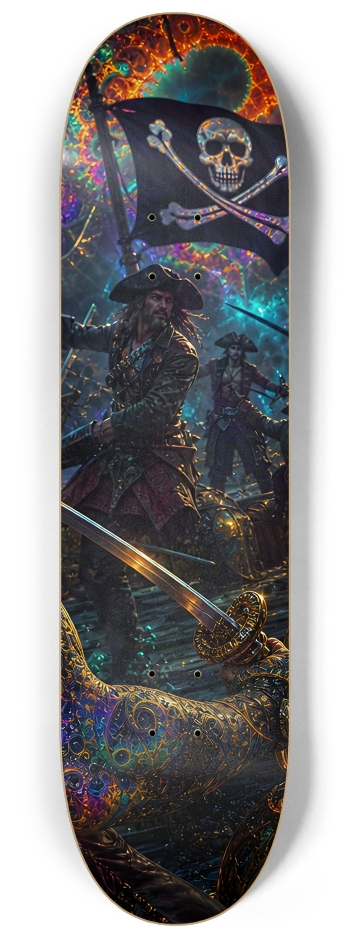 Psychedelic Gay Jet Black Fractal Pirate #25 #3 8-1/4 Skateboard Deck