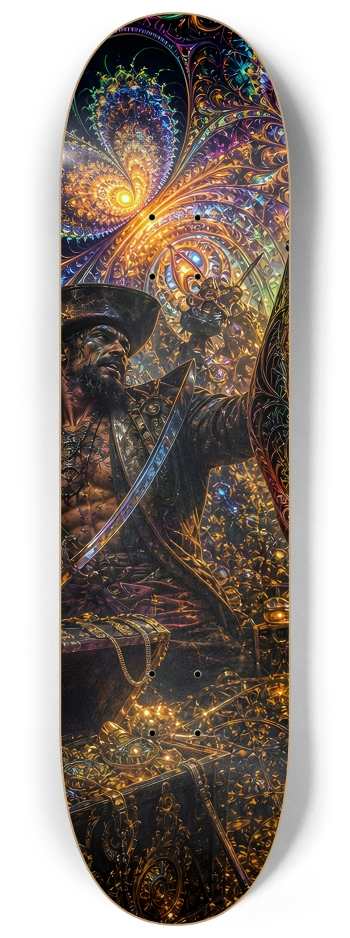 Psychedelic Gay Jet Black Fractal Pirate #7 #1 8-1/4 Skateboard Deck