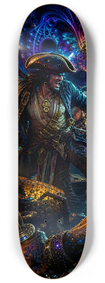 Psychedelic Gay Jet Black Fractal Pirate #22 #1 8-1/4 Skateboard Deck