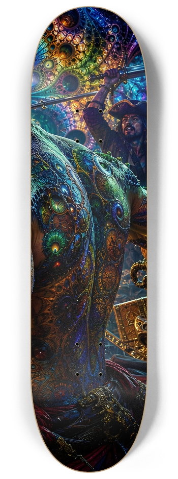 Psychedelic Gay Jet Black Fractal Pirate #22 #3 8-1/4 Skateboard Deck