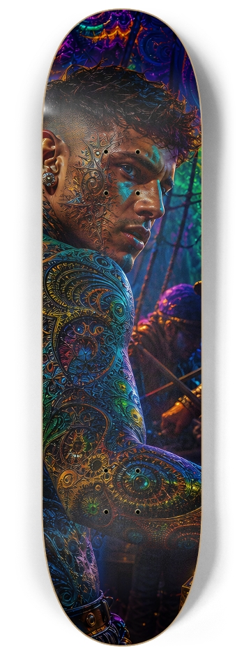 Psychedelic Gay Jet Black Fractal Pirate #32 #2 8-1/4 Skateboard Deck