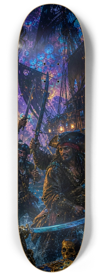 Psychedelic Gay Jet Black Fractal Pirate #6 #3 8-1/4 Skateboard Deck