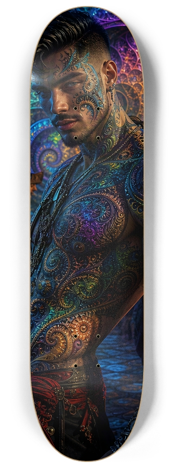 Psychedelic Gay Jet Black Fractal Pirate #15 #2 8-1/4 Skateboard Deck