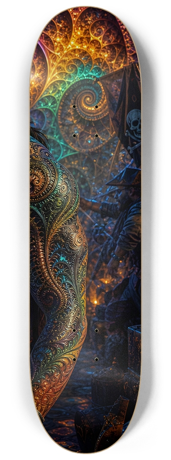 Psychedelic Gay Jet Black Fractal Pirate #15 #3 8-1/4 Skateboard Deck