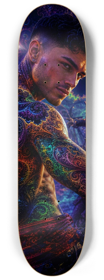 Psychedelic Gay Jet Black Fractal Pirate #27 #2 8-1/4 Skateboard Deck