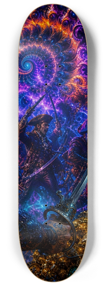 Psychedelic Gay Jet Black Fractal Pirate #12 #3 8-1/4 Skateboard Deck