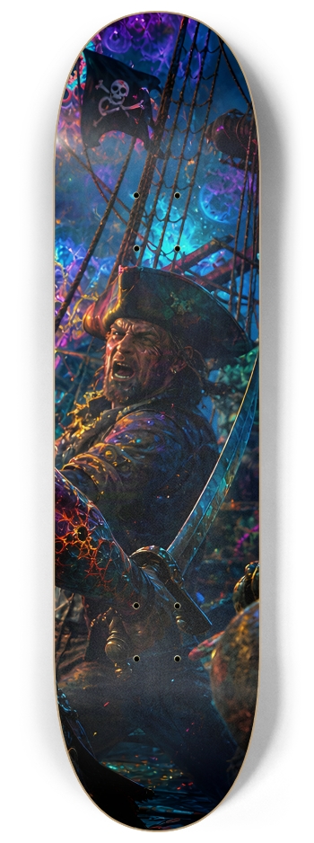 Psychedelic Gay Jet Black Fractal Pirate #18 #3 8-1/4 Skateboard Deck