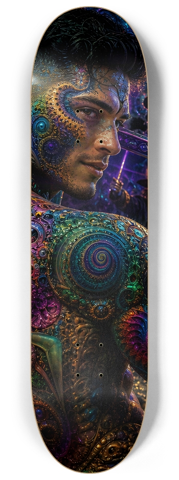 Psychedelic Gay Jet Black Fractal Pirate #16 #2 8-1/4 Skateboard Deck