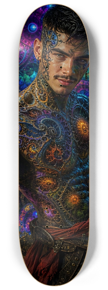 Psychedelic Gay Jet Black Fractal Pirate #28 #2 8-1/4 Skateboard Deck