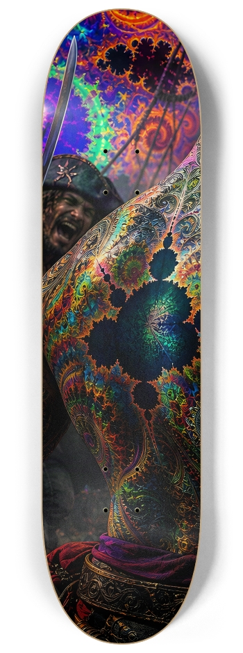 Psychedelic Gay Jet Black Fractal Pirate #29 #1 8-1/4 Skateboard Deck