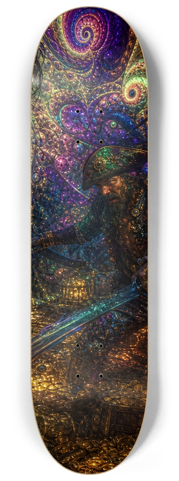Psychedelic Gay Jet Black Fractal Pirate #19 #3 8-1/4 Skateboard Deck