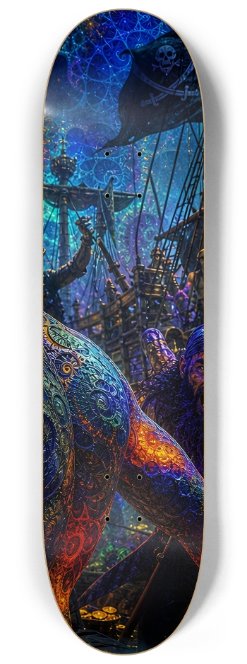 Psychedelic Gay Jet Black Fractal Pirate #24 #3 8-1/4 Skateboard Deck