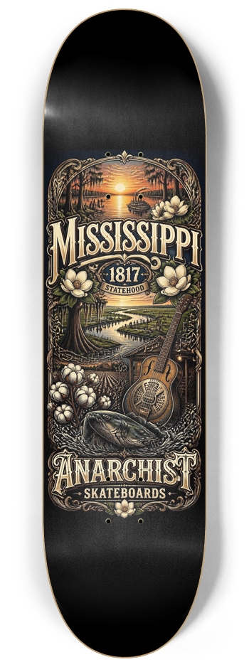 GREAT BOARDS OF THE SOUTH MISSISSIPPI 8-1/4 Skateboard Deck