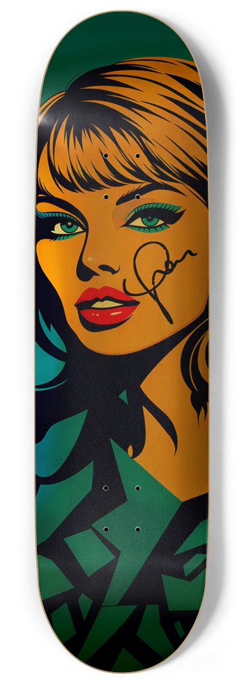 Totally Taylor Swift 09' Skateboard 02 No Fear Tour Signed Gold Deck 9 Inch Skateboard