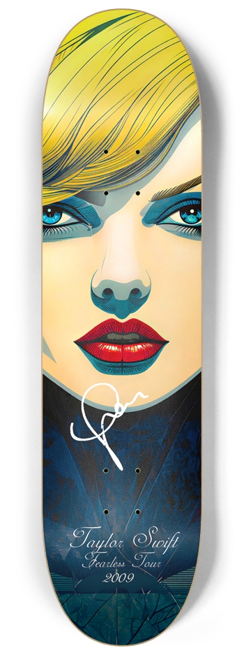 Totally Taylor Swift 09' Fearless Tour Limited Edition Signed Skateboard 8-1/4 Skateboard Deck