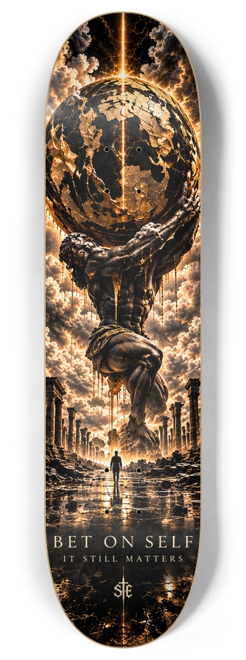 Bet on Self — Gold Globe — 8 inch 8 Inch Skateboard Deck