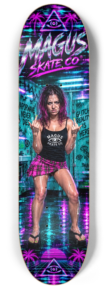 Magus Skate Co "Glory Hole International Skateboarding Vaporwave Never Dies" 8-1/4 Skateboard Deck