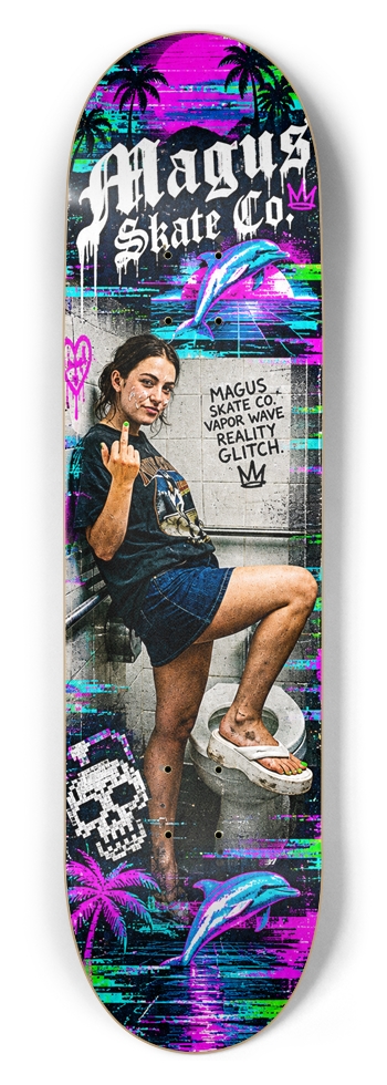 Magus Skate Co "Glory Hole International Skateboarding Series Reality Glitch" 8-1/2 Skateboard Deck