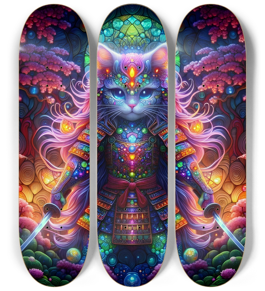 Samurai Fractal Cat #5 3 Deck Wall Series