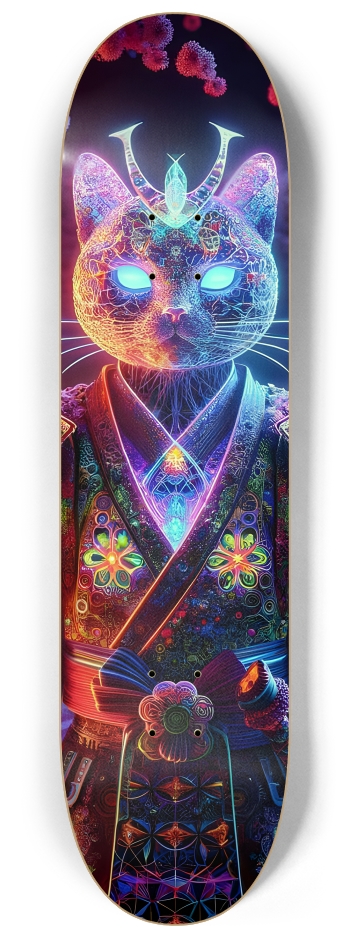 Samurai Fractal Cat #3 #2 8-1/4 Skateboard Deck