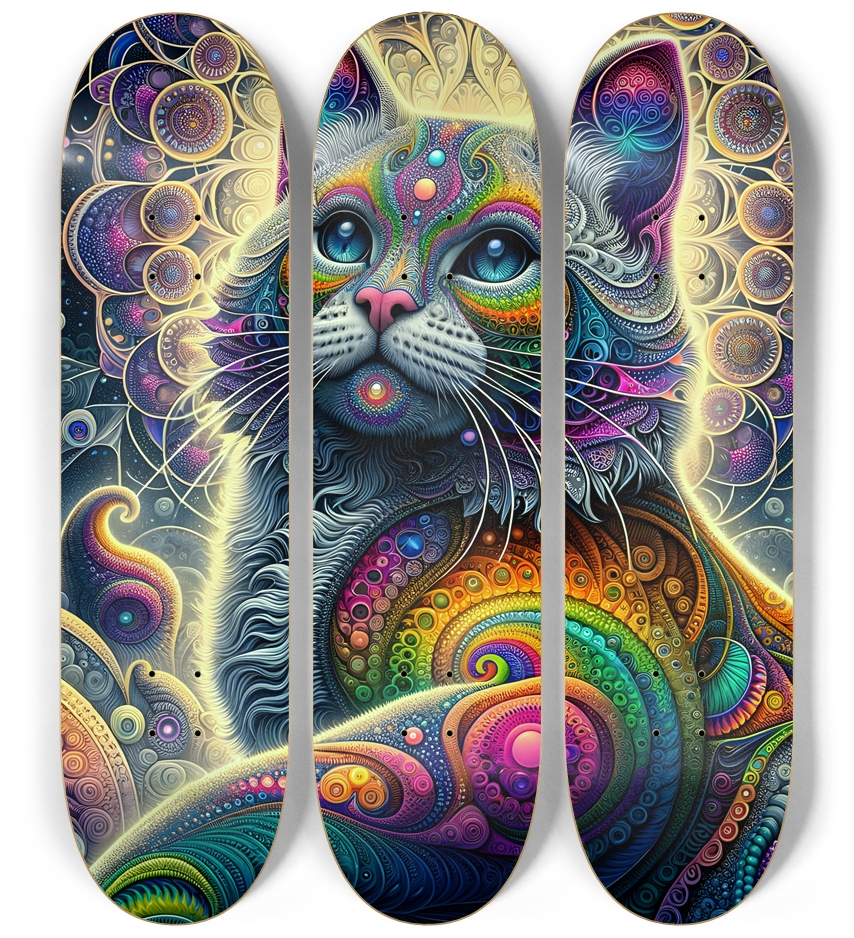 Fractal Cat #9 3 Deck Wall Series
