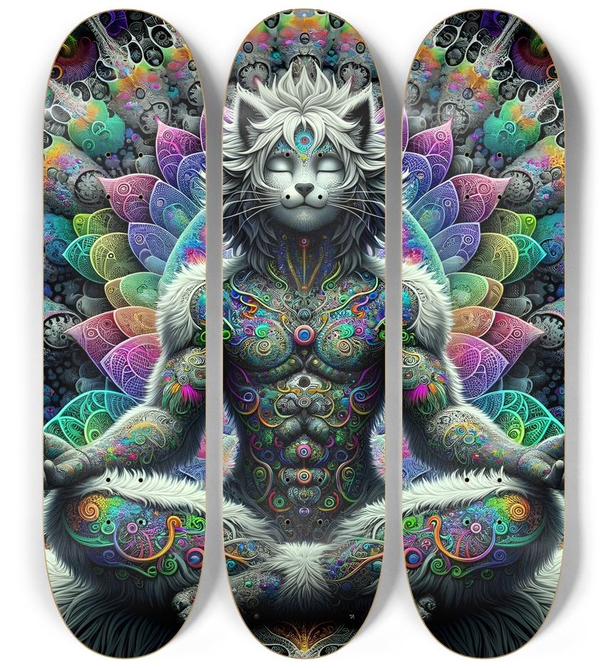Zen Meditation Fractal Cat #1 3 Deck Wall Series