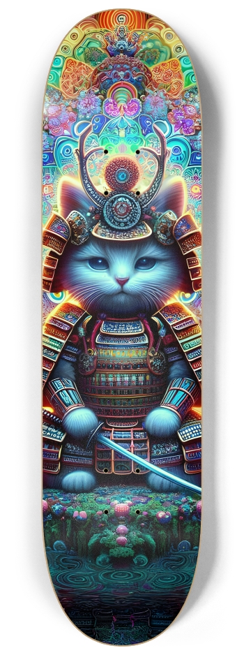 Samurai Fractal Cat #1 #2 8-1/4 Skateboard Deck