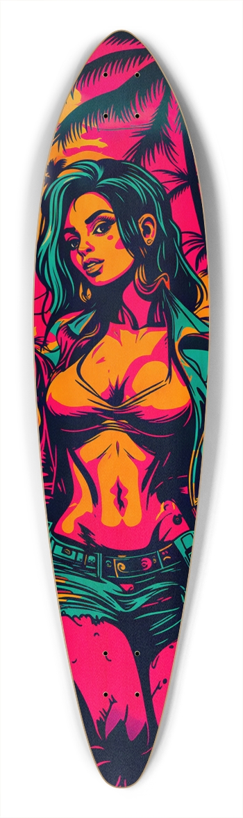MIAMI DADE FLY GIRL OPIUM DECK 01 GTA LIMITED BAMBOO EDITION LIQUID VISION Pintail Longboard