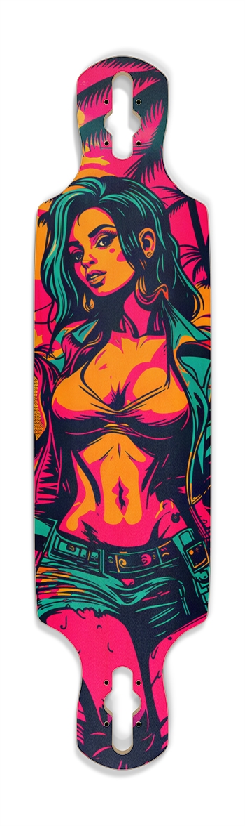 MIAMI DADE FLY GIRL OPIUM DECK 01 GTA LIMITED BAMBOO EDITION LIQUID VISION Drop Through Longboard