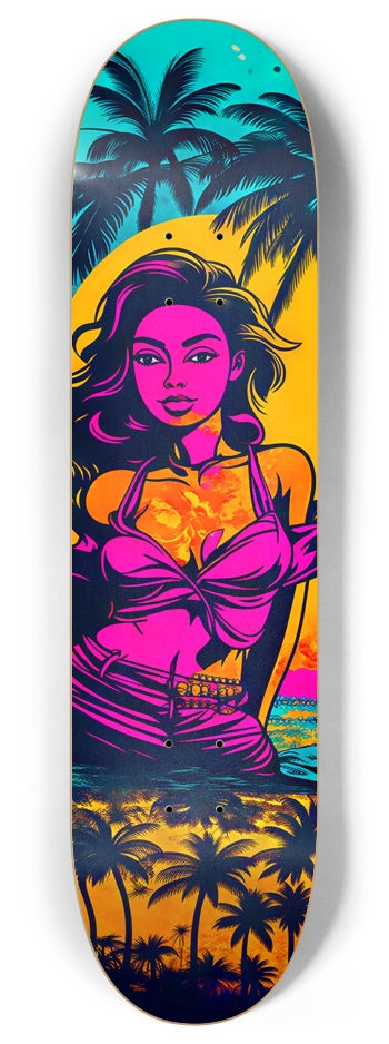 MIAMI DADE FLY GIRL SHAWTY DECK 02 SUNSET MOON GIRL DECK 8 Inch Skateboard Deck